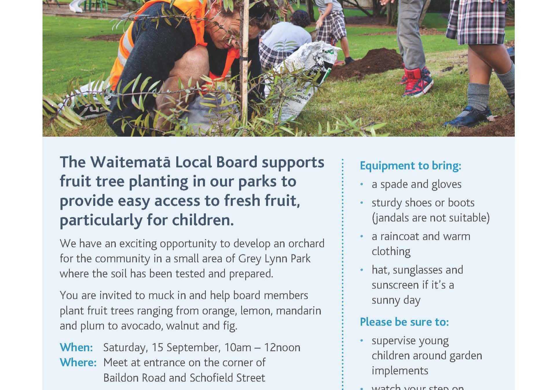 Fruit tree planting Waitemata Local Board